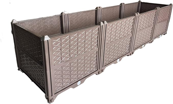 Rectangular Raised Garden Bed Kit Indoor Outdoor Plastic Planter Grow Box for Fresh Vegetables Herbs Flowers &amp Succulents Brown 61.41'' x 15.35'' x 14.17''