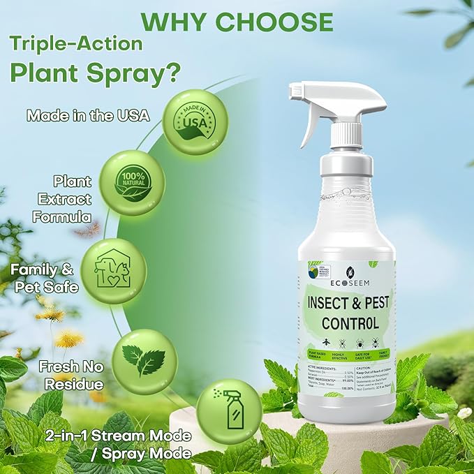 Peppermint Oil Spray for Bugs 32 Oz Insect &amp Pest Control Spray for Bed Bug Ants Mite and Flea All Natural Plant Extract Based Spider Repellent Indoor Child &amp Pet Safe