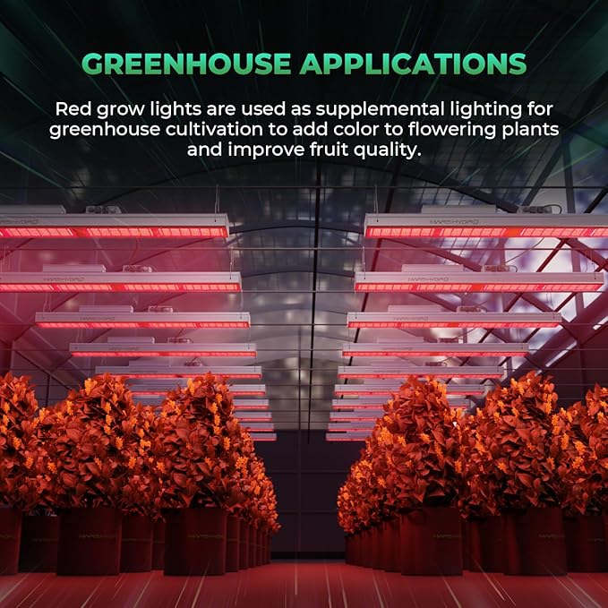 MARS HYDRO SP3000R Red Grow Lights for Greenhouse Supplemental 650-665NM 2x4 Coverage Dimmable IP65 Waterproof Energy Efficient Commercial Vertical Farming for Bloom Flower 300W