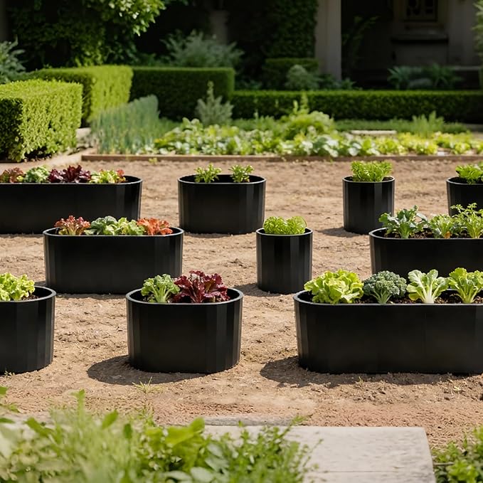 4-in-1 Modular Raised Garden Bed 24 Tall Magnesium-Aluminum-Zinc Coated Garden Bed Kit Large Black Metal Planter Box for Vegetables Fruits Flowers Herbs