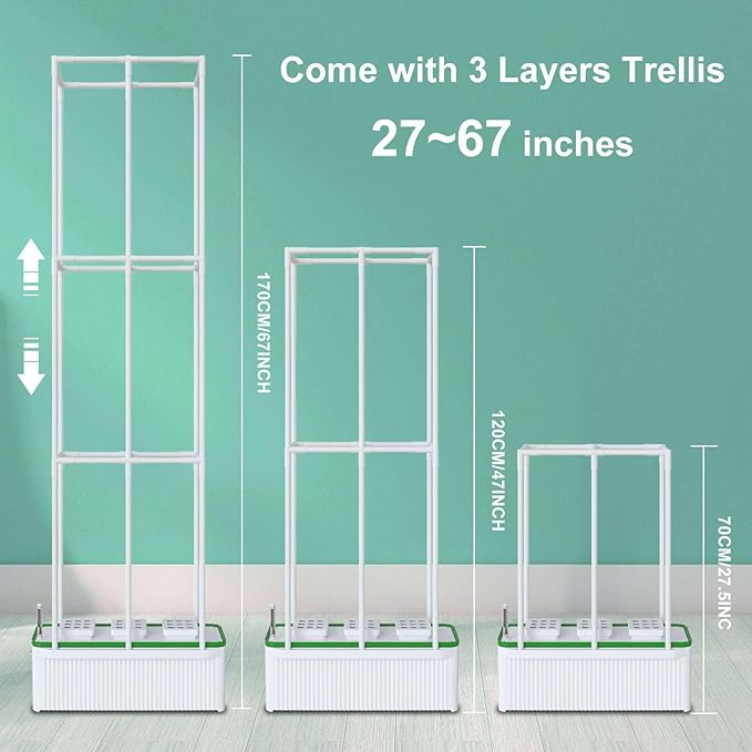 Smart Hydroponic Growing System Kit Safe and Durable Indoor Gardening System Suitable for Growing Tomatoes Melons Vegetables Cabbage Peppers Herbs Flowers and Other Plants (7L)
