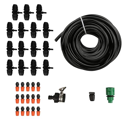 15m/49.2ft 8/11 Hose izing Nozzle Ector Kit Irtion System Automatic Spraying Drip Irtion Kit with Quick ectors for Garden Plant