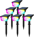 T-SUNUS 6 Pack Solar Color Landscape Spotlights IP65 Waterproof Solar Powered Spot Light Wall Lights 2-in-1 Outdoor Landscaping Light for Yard Garden Driveway Porch Walkway Pool Patio