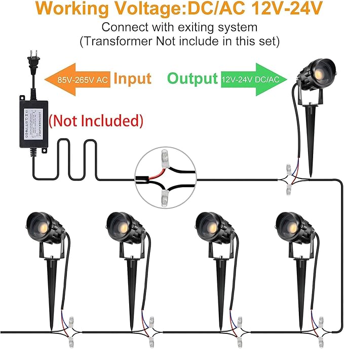 Low Voltage Landscape Lights Outdoor: 7W 700LM LED Landscape Lighting for Tree Garden Yard Pathway | 12V 24V Warm White 3000K Spotlights | IP66 Waterproof | 8 Pack
