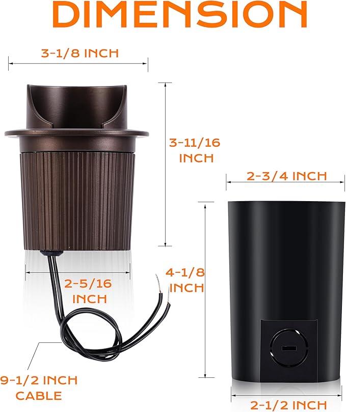 [6 Pack] CLOUDY BAY 9W Well Lights Landscape LED In Ground OutdoorShielded TopLow Voltage 12-24V AC/DCWaterproof Aluminum Uplights2700K/3000K/3500K/4000K/5000KBronze