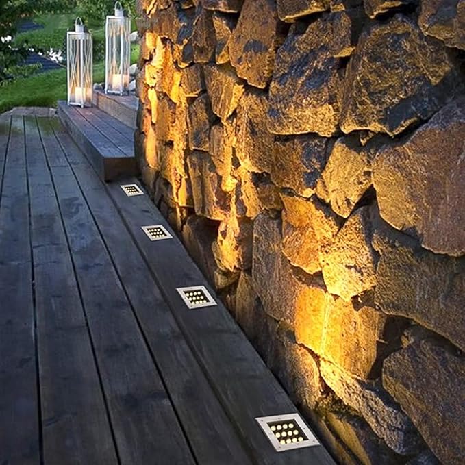 Square Outdoor Buried Lamp Ground LED Landscape Lights Low Voltage Led Well Lights Square Outdoor Buried Lamp IP67 Waterproof LED Spotlight(Warm White24W(85-265V))