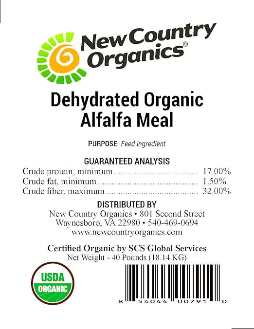 New Country Organics Alfalfa Meal Plant Fertilizer &amp Feed Supplement - Certified Organic &amp Non-GMO - Feed Grade - Suitable As Organic Feed Supplement &amp Organic Fertilizer - 50 Lbs