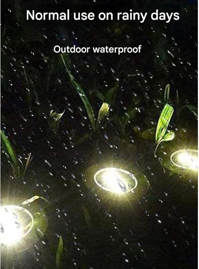 Solar Underground Outdoor LightsEmbedded Courtyard Lawn Lights Tempered GlassLED Landscape Lighting IP65 Waterproof Solar Panel(Warm Light)