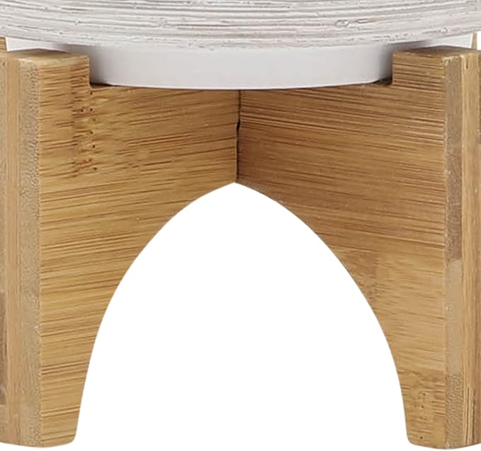 Ceramic 5 Planter ON Wooden Stand Gray