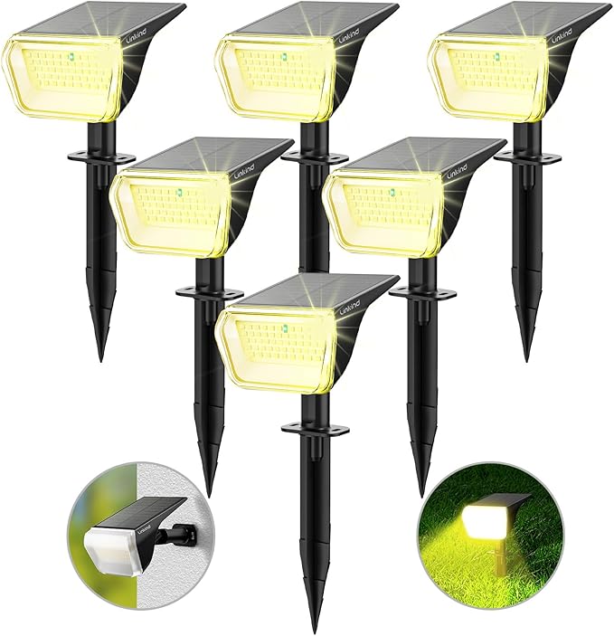 Linkind 6 Pack Solar Lights Outdoor StarRayS &amp 6 Pack Warm White Spotlight SP004