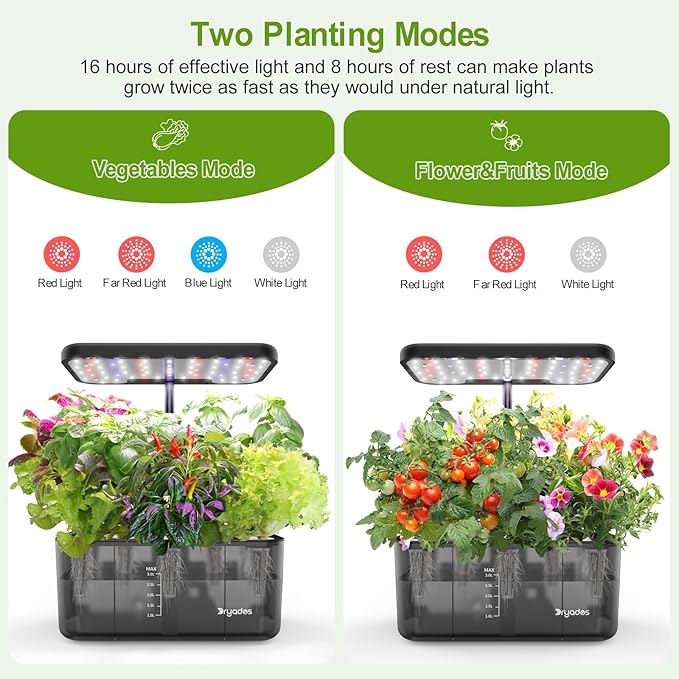 8-Pod Hydroponics Growing System Translucent Indoor Herb Garden with LED Grow Light Smart Quiet Pump Plant Germination Kit for Hydroponic Herbs Vegetables Lettuce Harvest on Countertop