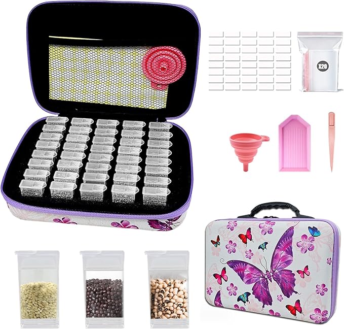 40 Slots Seed Storage Organizer Seed Organizer with 40 Label Stickers 20 Clear Storage Bags Seed Storage Container for Flower Vegetable Plants Garden Seeds Saving (40 Slots)