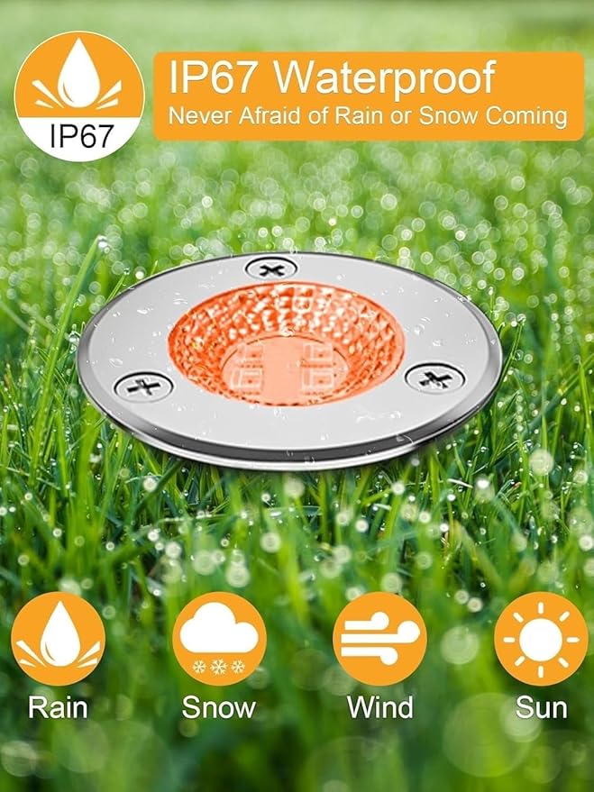 4PCS LED Landscape Lights - Outdoor Buried Lamp 3W LED Ground Recessed Spotlight 12V-24V RGB Ground Spot Lights IP65 Garden Recessed Floor Lamp Spotlight Led Light(3W(220V))
