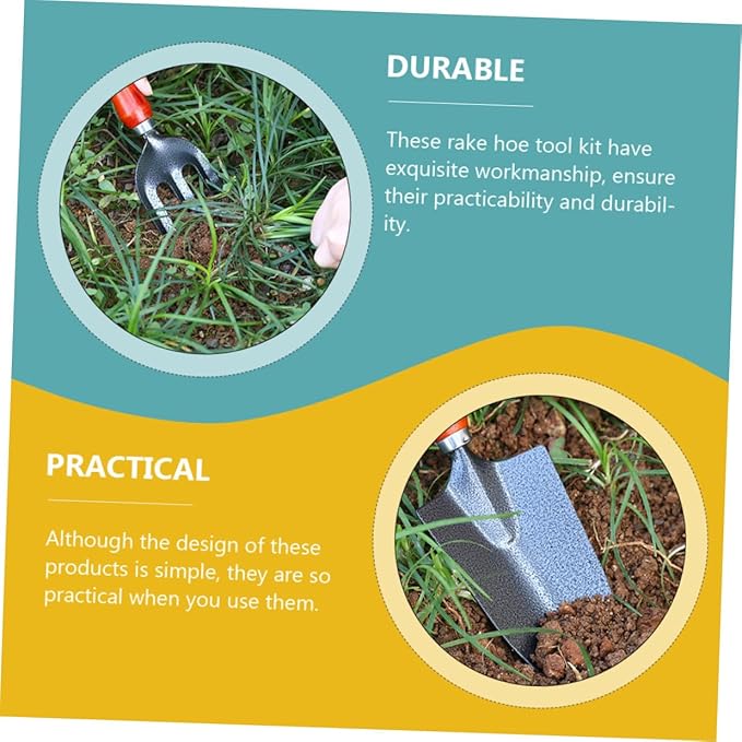 Garden Tool with Ergonomic Handles Lightweight Planting Shovels and Rake for Flower Beds and Outdoor Gardening Polished Edges for Easy Digging and Soil Loosening