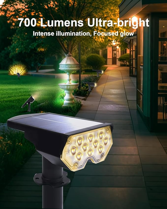 1 Pack Solar Powered Outdoor Spot Lights Outside Waterproof 20 LEDs Landscape Spotlights Dusk to Dawn for House Yard Tree Plants Walls Path Garden Statues Superior Accent Lamp Warm White