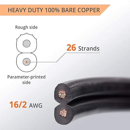 Wirefy 16/2 Low Voltage Landscape Wire 100 ft | Low Voltage Landscape Lighting Wire | Pure Copper | Outdoor Direct Burial | 16-Gauge 2-Conductor 100 Feet