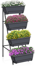 OYEAL Raised Garden Bed 4 Tier Vertical Garden Planter Indoor Outdoor Raised Planter Box with Legs Elevated Herb Garden Planters for Flowers Vegetables Plants Grey