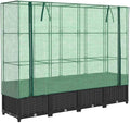 vidaXL Raised Bed with Greenhouse Cover 63 x 15.7 x 54.3 in Adjustable Rattan Look Planter Box for Herbs Veggies and Flowers Indoor Outdoor Garden Beds Flower Vegetable