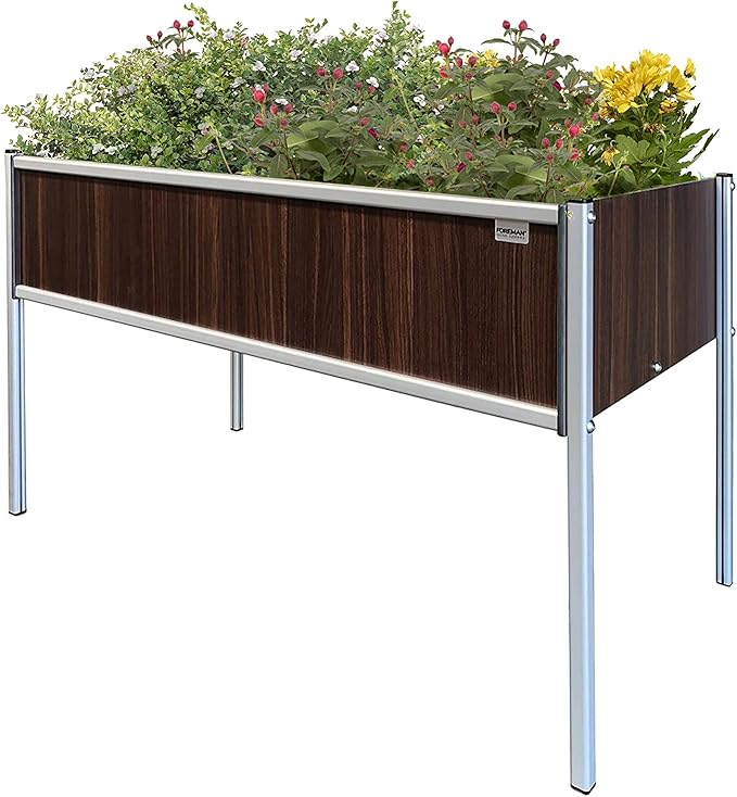 Foreman Raised Garden Bed on Legs – Weather-Resistant Raised Garden Bed (36 x 24 x 25) with Drainage Ideal Raised Garden Bed for Vegetables &amp Flowers – 300 lb Capacity Tosca Wood Grain