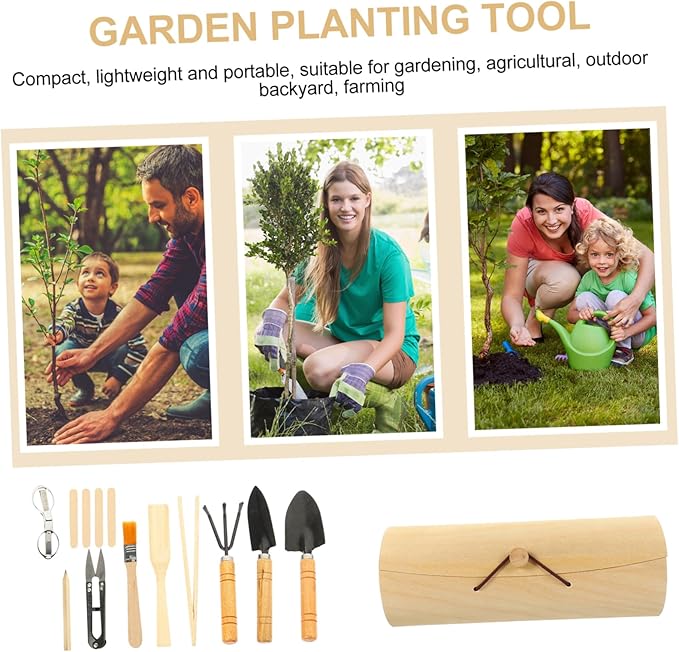 Mikikit 1set Mini Gardening Tool Set Ergonomic Garden Tools for Indoor and Outdoor Planting Weeding and Transplanting Compact and for Bonsai and Care