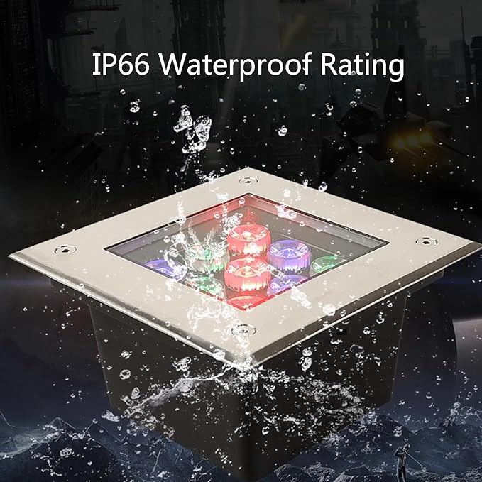 RGB Square Underground Light Recessed Spotlights IP66 Waterproof Outdoor Ground Light for Courtyard Garden Lawn Tree Walkway Landscape Lighting