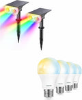 Linkind RGB Halloween Solar Lights Outdoor A19 Soft White to Daylight Tunable Smart Light Bulbs