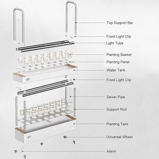 Hydroponics Growing System Hydroponic Tower for Indoor Garden with LED Grow LightSmart Hydroponic Garden with Automatic Water PumpIndoor Garden System for PlantsHerbsVegetables48hole