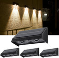 Bright Warm Outdoor Security Wall Lights Waterproof Led Solar Spotlights Solar Fence Lights 4 Packs with 1200Mah Battery Wireless Outdoor Patio Lights for Backyard Garden Porch