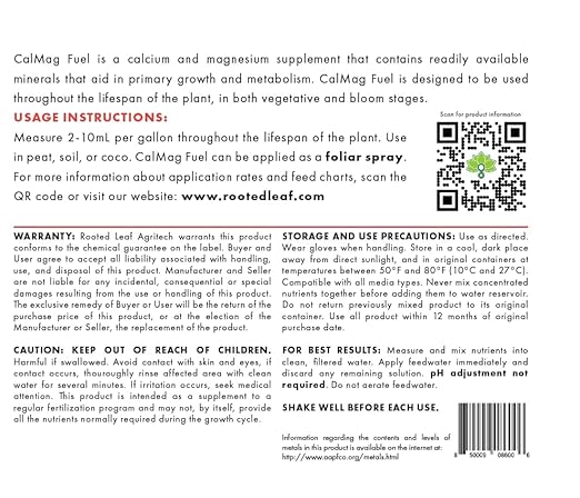 CalMag Fuel - Calcium and Magnesium Supplement with Zero nitrogen Water Soluble do not Adjust The pH for Soil Coco peat and foliar Spray - Quart