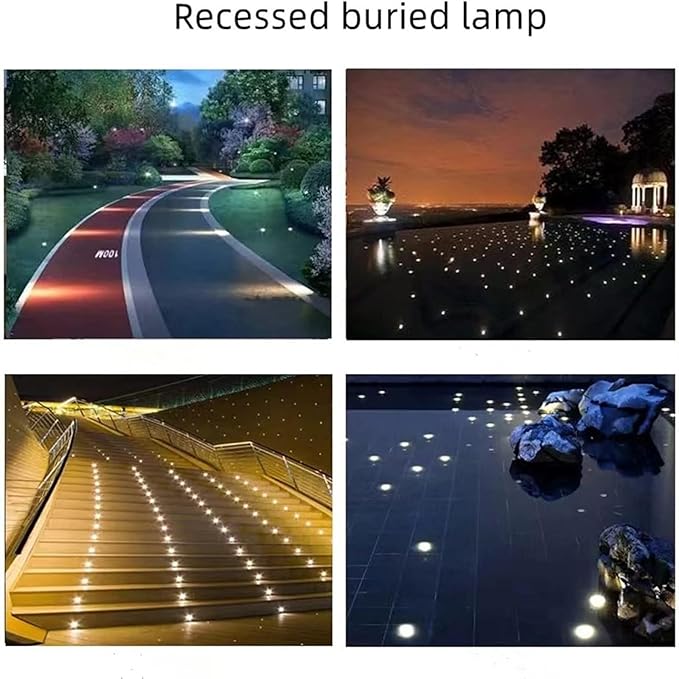 Outdoor Recessed LED Spotlight - Mini 1W Waterproof Landscape Light 30° Beam Angle IP68 Ideal for Stairs Decks Gardens and Pools