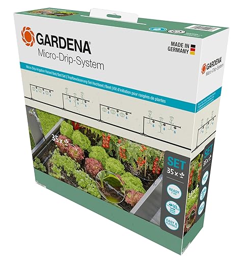 Gardena Micro-Drip-System Drip Irrigation Set Raised Bed/Bed (35 Plants): Starter Set Ready to use Water-Saving Irrigation System Simple &amp Flexible Connection Technology (13455-20)