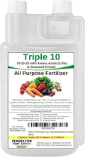 Triple 10 All Purpose Liquid Fertilizer 10-10-10 with Amino Acids (5.5%) &amp Seaweed Extract (32oz)