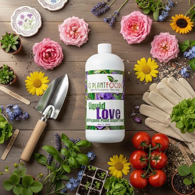 Liquid Love - All Purpose Liquid Fertilizer by GS Plant Foods (32 oz) - Natural Fertilizer for Vegetables Herb Gardens House Plants Fruit Trees Lawns &amp Shrubs