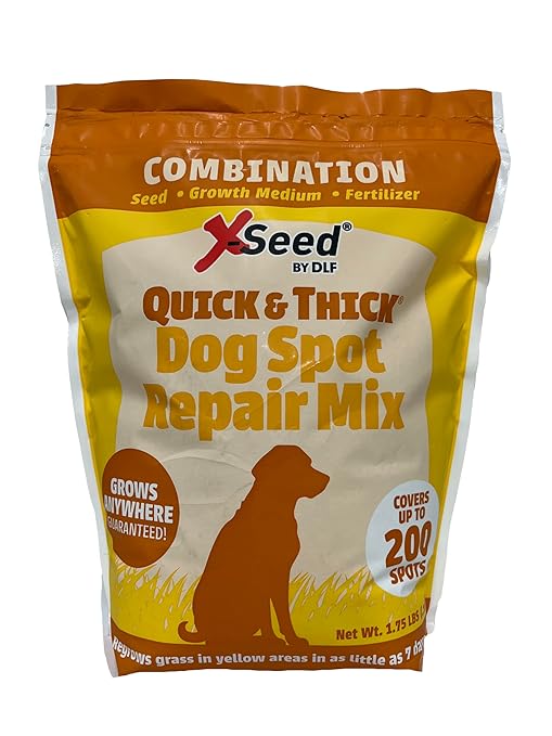 Quick &amp Thick Dog Spot Repair – Grass Patch Repair for Lawn Regrow Yellow Grass Areas Anywhere Quick Pet Proof Grass Seeds for Lawn Fertilizer &amp Natural Growth Medium - Up to 200 Spots 1.75