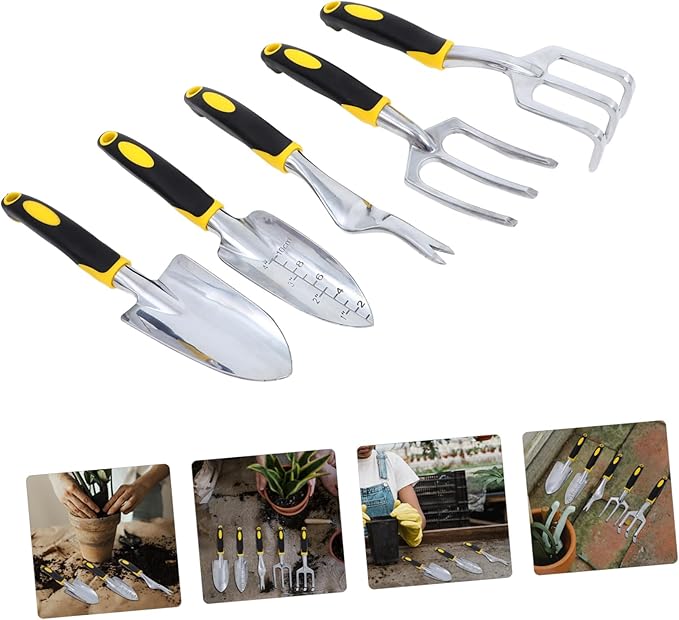 Happyyami 1set Garden Tool Set Heavy Duty Gardening Hand Tools Including Hand Shovel Tilling Rake and Spading Fork for Indoor and Outdoor Gardening Tasks