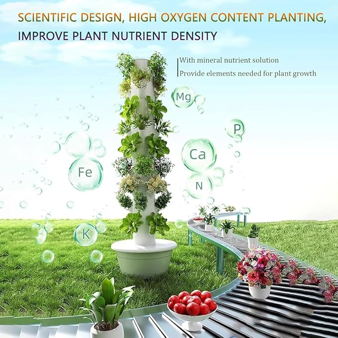 Garden Hydroponics Growing 20/28/36 Pots Hydroponics Tower Smart Garden Planter with LED Grow Light Aeroponics Growing Kit with Hydrating PUM