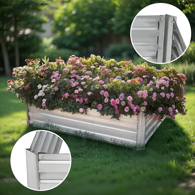 Raised Garden BedGalvanized Raised Beds for Gardening13.5X3FT Outdoor Metal Raised Bed Planter Boxes Kit for VegetablesFlowers Herbs
