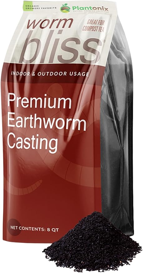 Coco Coir 650gm Bricks (6-Pack) + Worm Bliss (8 Qts) - Organic Coco Coir for Plants &amp Worm Castings for Plants - Coconut Coir Bricks - Earthworm Castings Worm Fertilizer - Garden Soil Potting Mix