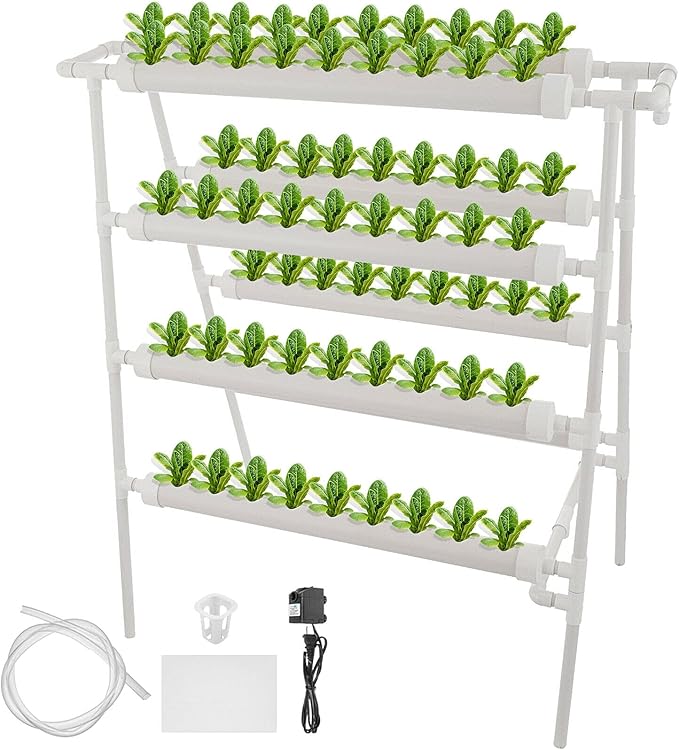 Hydroponic Growing Pipe Kit 36/54/72/90/108 Holes Sites 1 Layers to 4 Layers Planting Sites Grow Box Water Culture System (Color : 2F 6Pipes 54 Sites) (4f 8pipes 72 Sites)