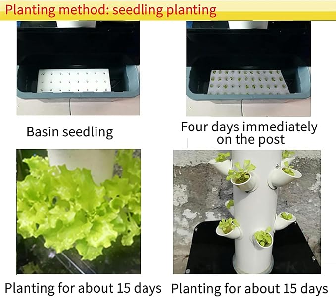 S Hydroponic Cultivation Kits Interior Cultivation Vertical Cultivation Tower 15 Layers Sites for 45 Plants with Herbal Mobile Water Tank Pump ~/