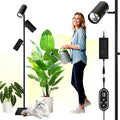 90W Dimmable Grow Light Warm White Full Spectrum COB LED Triple-Head Floor Lamp with High PPFD&ampCRI 6/8/12H Timer Adjustable Height (43-83) &amp Angle – Standing Grow Lights for Indoor Plants