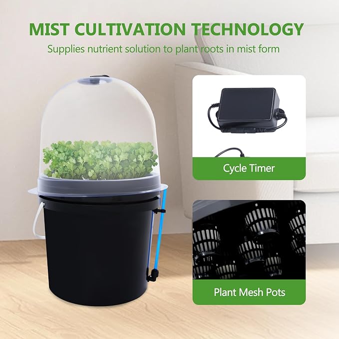 Hydroponics Seedling Cloning System Kit 8 Holes Cloning System Aeroponic Propagation Kit Fog Seedling Box Soilless Hydroponic Equipment for Indoor Outdoor Garden Vegetables