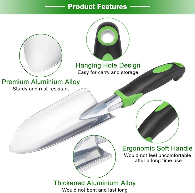 Garden Tools Set 3 Pack Heavy Duty Gardening Tools Set + Garden Tools Set 8 Piece Gardening Tools Set with Non Slip Ergonomic Handle