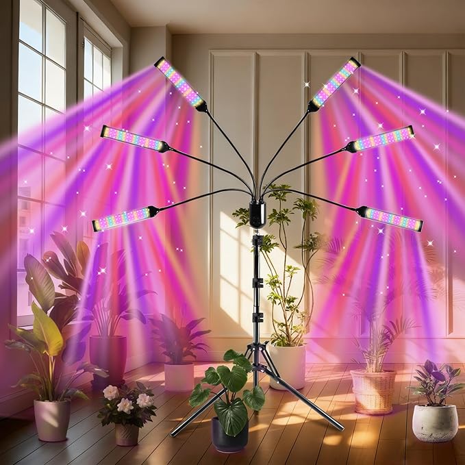 630 LEDs Grow Lights for Indoor Plants Kalolary Full Spectrum Plant Light with Timer 3/6/9/12/15/18H &amp 10 Brightness Levels LED Plant Growing Lamps with Tripod Stand