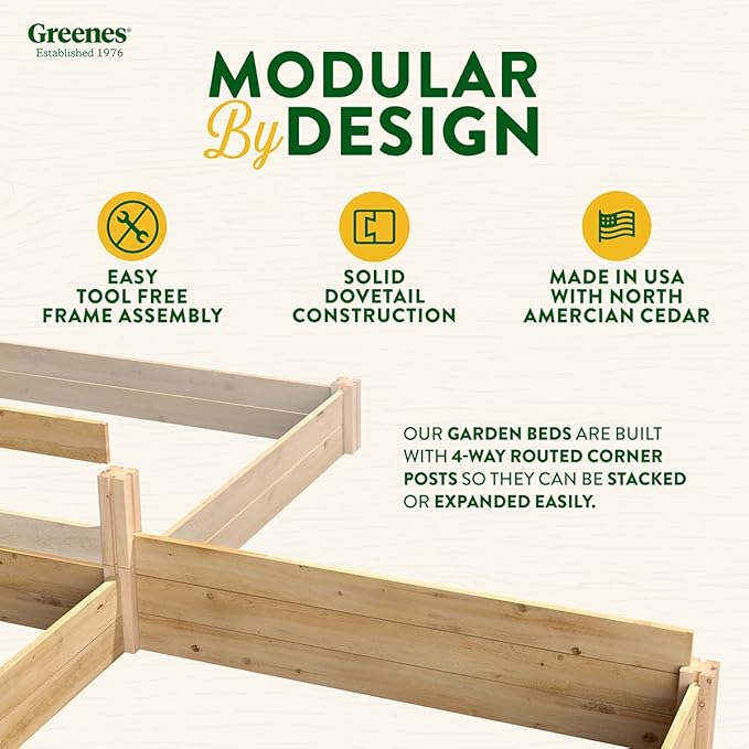 Greenes Fence Premium Cedar Raised Garden Bed 4' x 8' x 7 (3/4 Thick) - Made in USA with North American Cedar