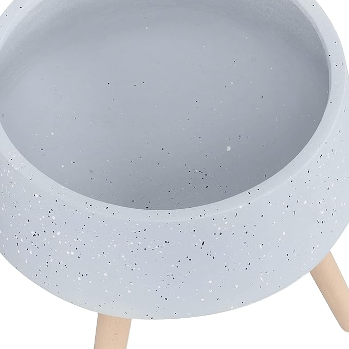 S2 1115 TERRAZZO Planter W Wood Legs Gray