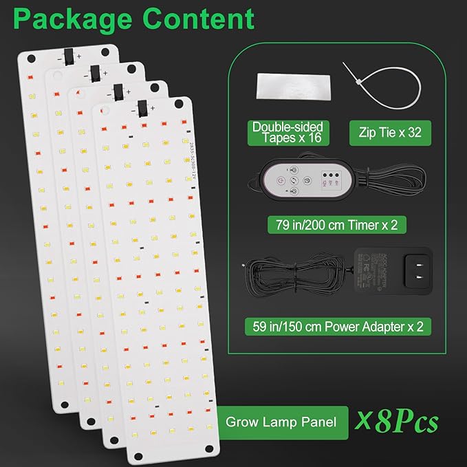 TONYFUL LED Grow Lights 360 LEDs Plant Lights for Indoor Growing 36W Premium Full Spectrum Grow Light with 4/8/12H Timer 10 Dimmable Levels - Ideal for Indoor Growing (8Pcs)