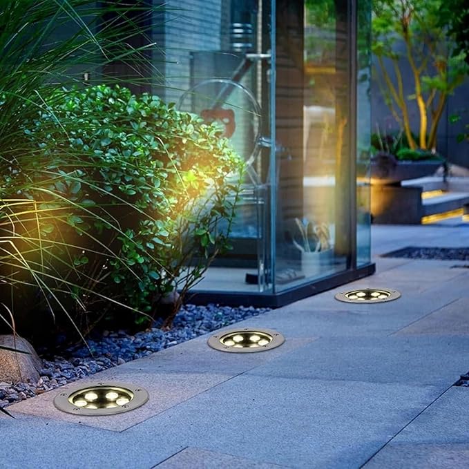 Underground Light LED - Embedded LED Underground Circular Light Panel IP67 Waterproof Stainless Steel Spotlight Low Voltage Floor Lighting Tool Suitable for Green 9W