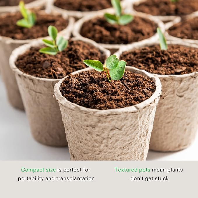 VIVOSUN Peat Pots 240 Packs 3.15-Inch Seed Starting Pots with Drainage Holes Round Nursery Pot 20 Plant Labels for Flowers Plants Vegetables 120Pcs