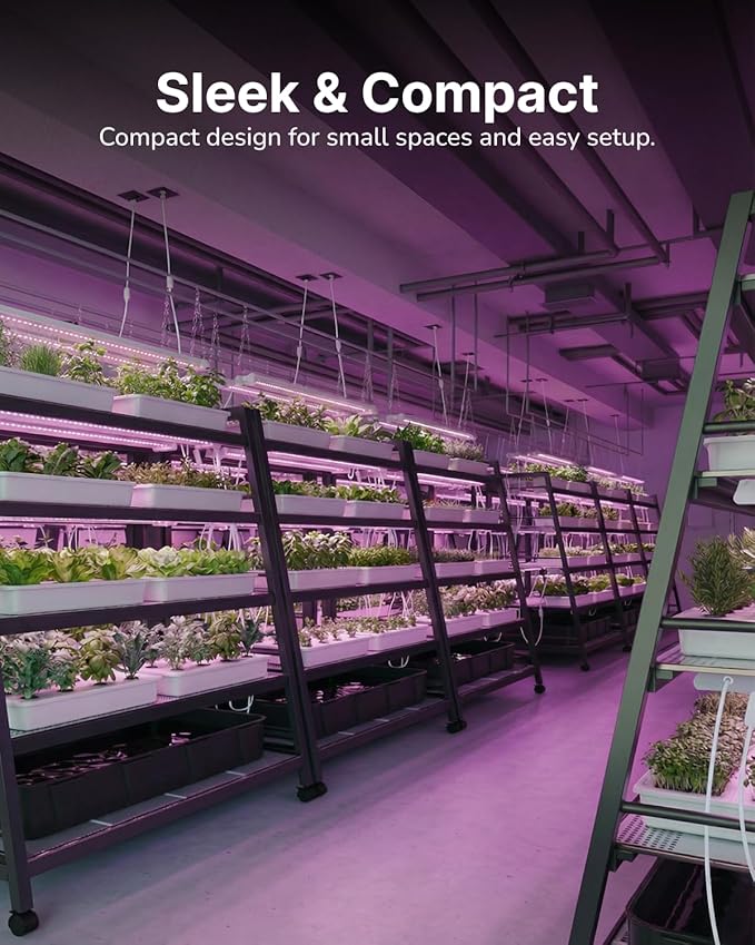 Sunco 4FT LED Grow Light for Indoor Plants 40W Full Spectrum Hanging Suspended Fixture Linkable Plug in Greenhouse Year Round for Indoor Plants Seedlings Vegetables Flowers 2 Pack